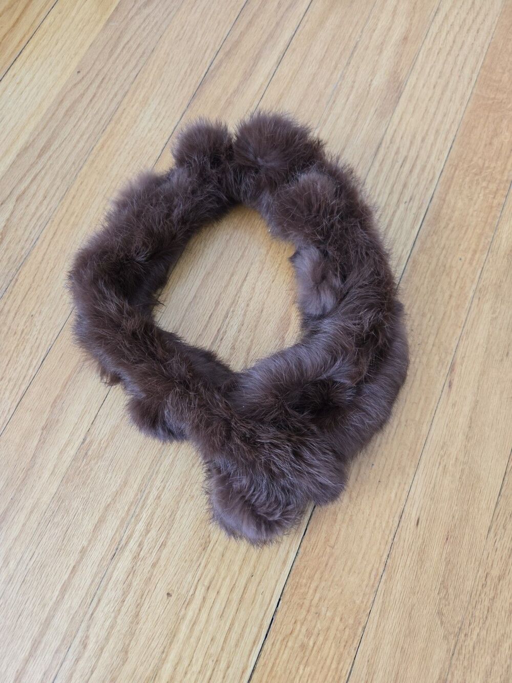 Vintage Mink Fur mini Scarf 60s Dark Brown Pom Pom Boa Wrap Mid-Century